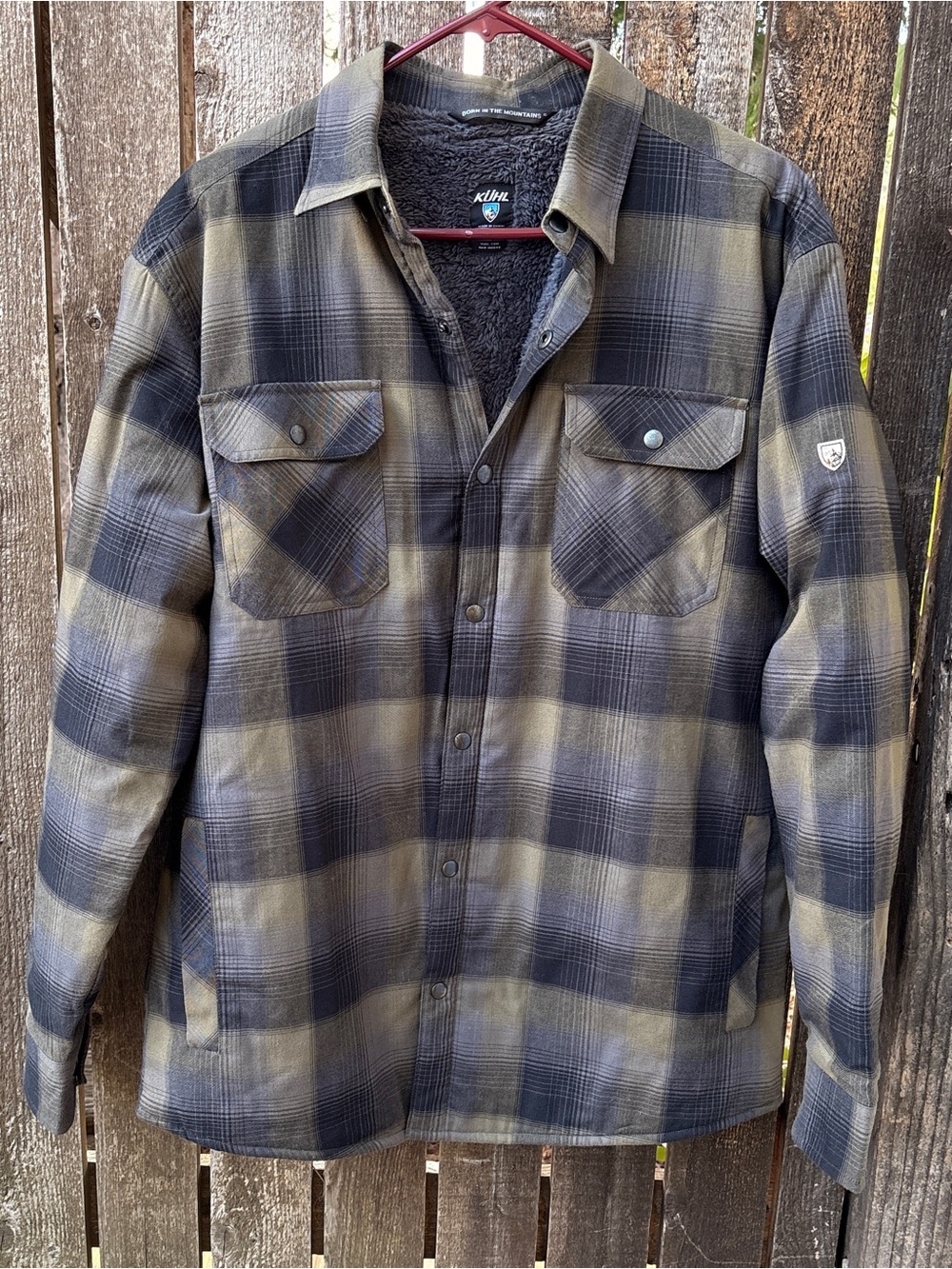 Kuhl Men's Joyrydr Plaid Lined Shirt-Jac /Shacket In Khaki & Gray Sz Large